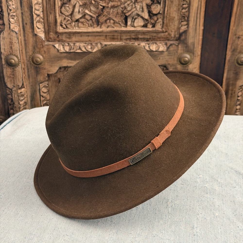 Eddie Bauer Brown Felt Fedora with Tan Band